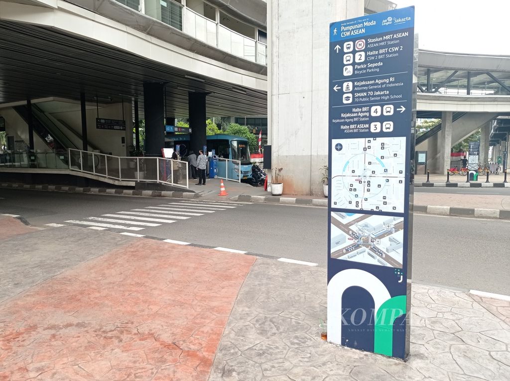 CSW ASEAN di Jakarta Selatan, Selasa (9/8/2022). Pumpunan moda ini memiliki luas 3.200 meter persegi. Bangunan utama terdapat di sisi barat dan timur.