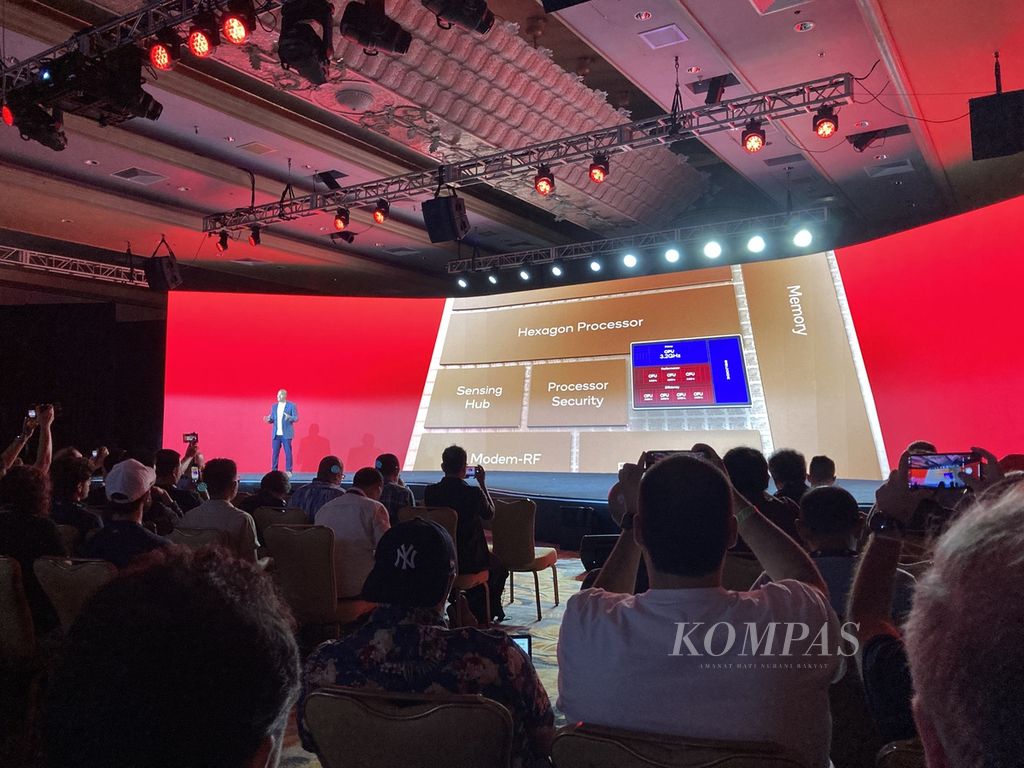 Acara Snapdragon Summit 2022 di Maui, Hawaii, Selasa (15/11/2022). Qualcomm meluncurkan cip terbarunya untuk perangkat Android papan atas, Snapdragon 8 Gen 2.