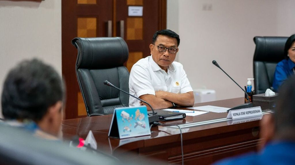 Kepala Staf Kepresidenan Moeldoko menerima audiensi pengurus Persatuan Wartawan Indonesia (PWI) DKI Jakarta di Gedung Bina Graha, Jakarta, Senin (13/2/2023).