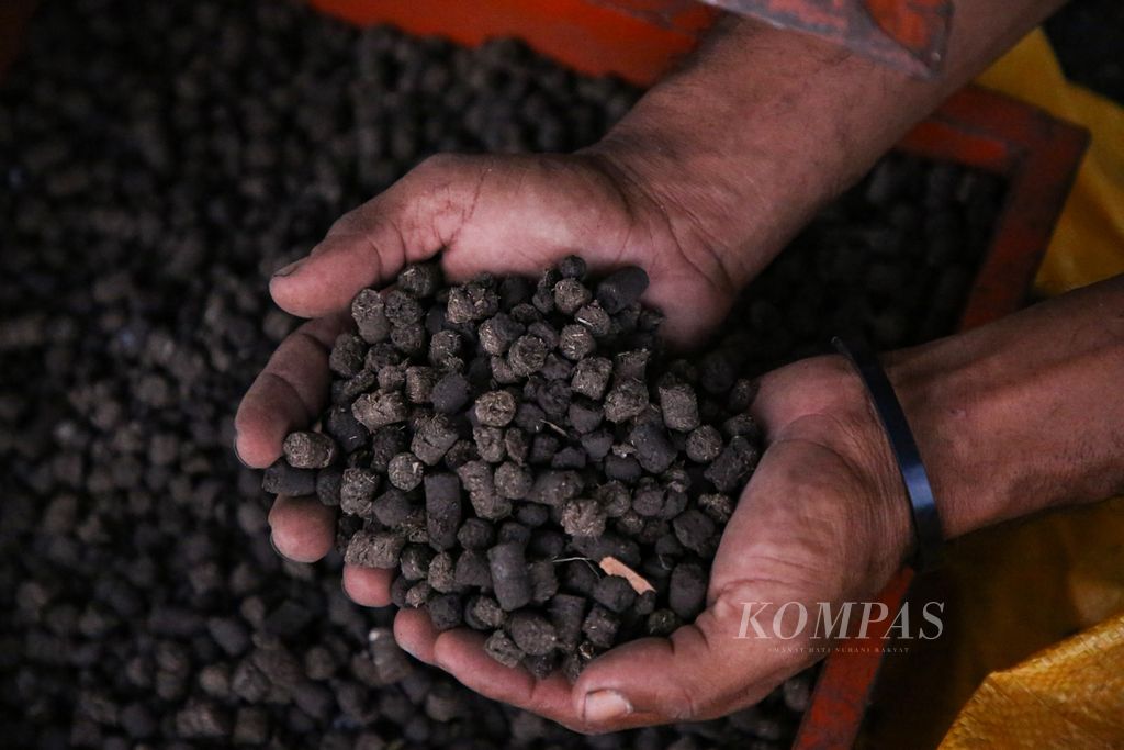 Pelet biomassa yang siap digunakan.