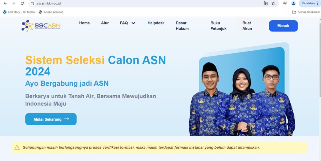 Laman pendaftaran CPNS.