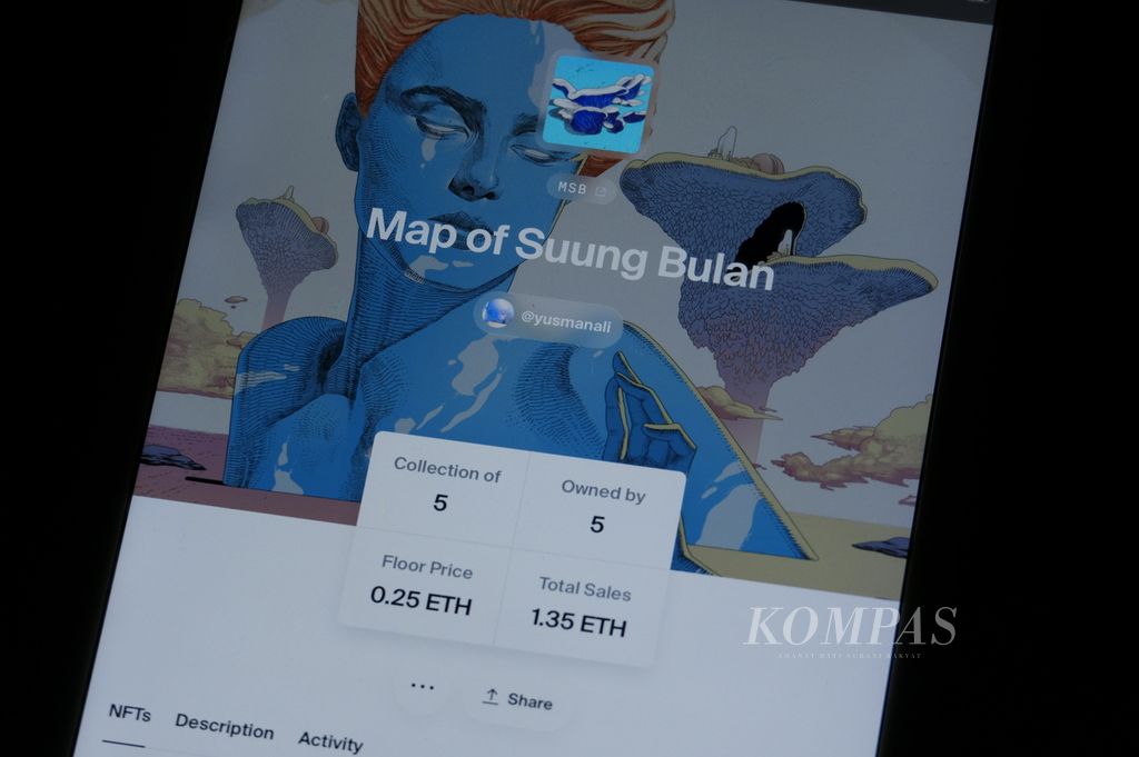 Tangkapan layar dari koleksi ilustrasi “Map of Suung Bulan” dari Yusman Ali, kreator NFT asal Bandung, Jawa Barat. Foto diambil pada Jumat (10/6/2022).