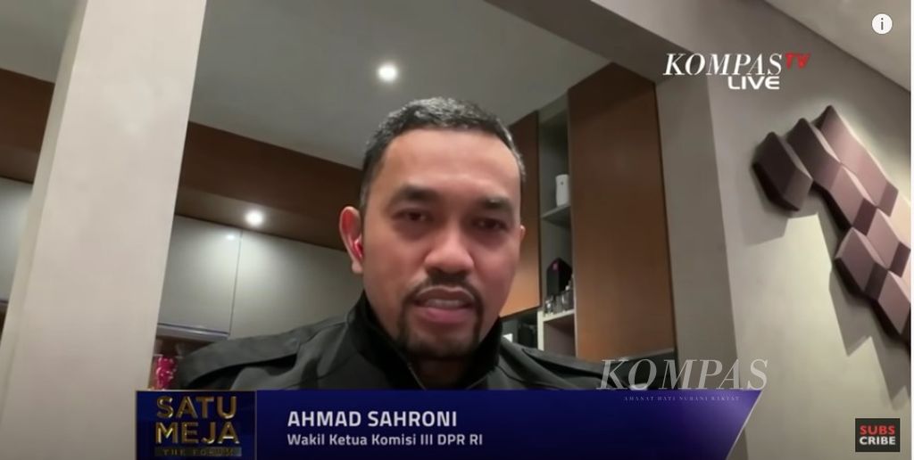 Wakil Ketua Komisi III DPR dari Fraksi Partai Nasdem Ahmad Sahroni
