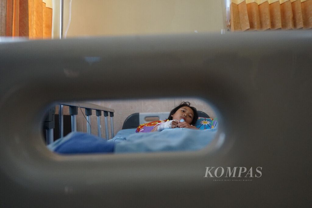 Pasien DBD dirawat di Rumah Sakit Umum Daerah Abdul Moeloek, Bandar Lampung. Kamis (31/1/2019). Selama Januari, terdapat 41 pasien DBD yang dirawat di rumah sakit tersebut.