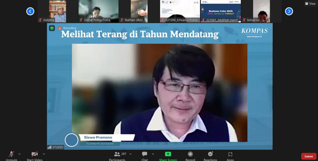 Indonesian Ambassador to Australia Siswo Pramono in Kompas Talks: Seeing the Light in the Coming  Year online on Thursday (29/12/2022).