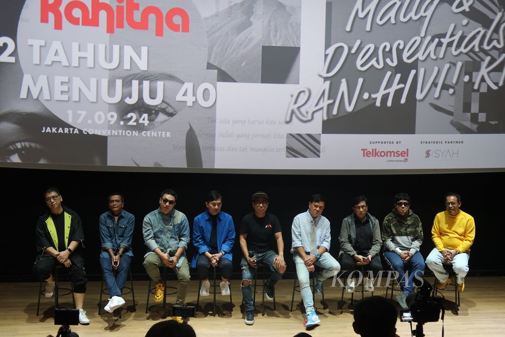  Suasana konferensi pers Konser Kahitna 2 Tahun Menuju 40”, di Jakarta, Kamis (15/8/2024). Kahitna merayakan usia 38 tahun berkarya pada tahun ini.
