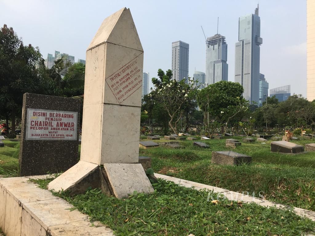 Makam Chairil Anwar di TPU Karet Bivak, Tanah Abang, Jakarta.