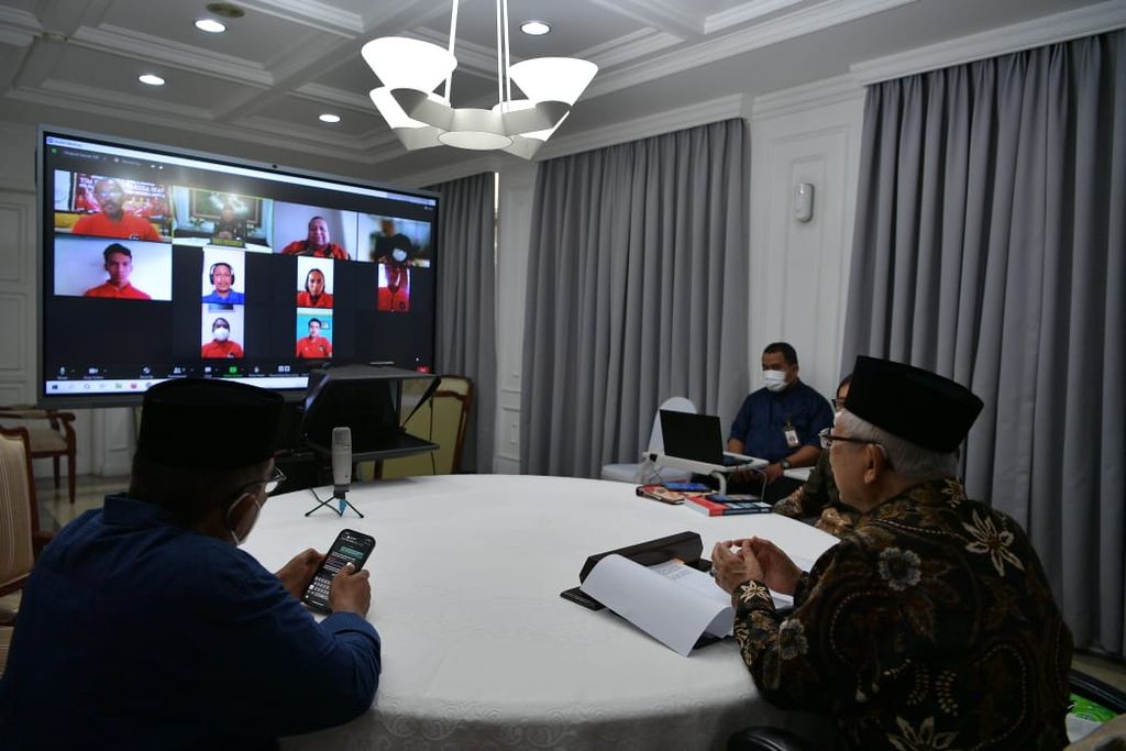 Wakil Presiden Ma’ruf Amin menerima Perkumpulan Sepak Bola Amputasi Indonesia (PSAI) secara daring, Rabu (25/5/2022).