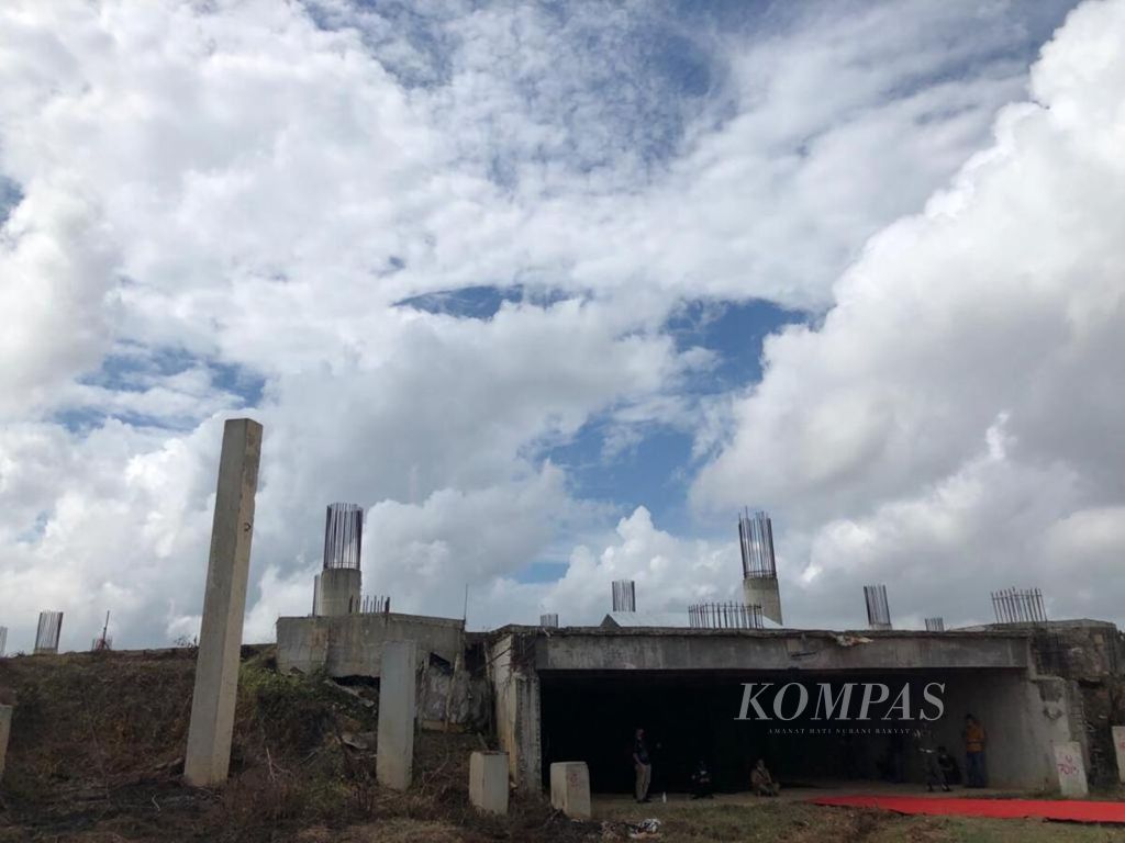 Kerangka pembangunan Masjid Sriwijaya Palembang, Selasa (16/6/2020).