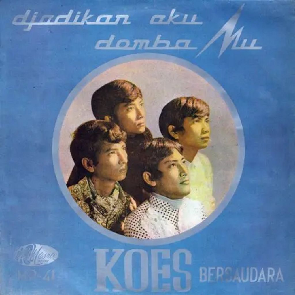 Sampul album Koes Bersaudara <i>Djadikan Aku Domba Mu</i> (1968). Belakang, Nomo dan Yon; depan, Yok dan Tony.