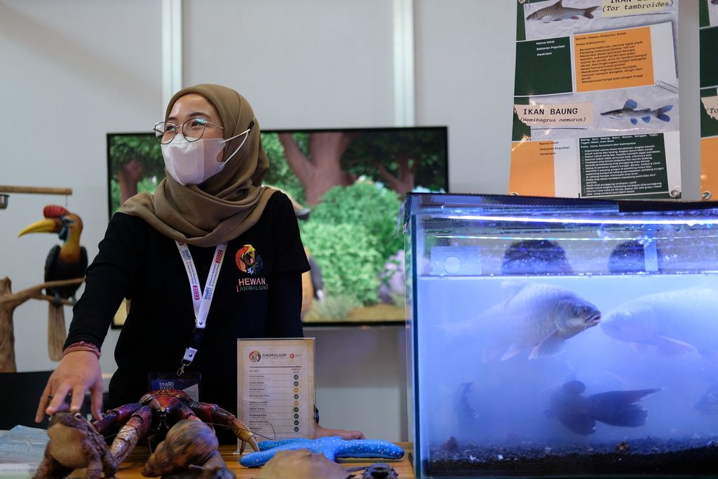 Peserta Inari Expo menjaga stan di Gedung ICC, Cibinong Science Center, Bogor, Jawa Barat, Kamis (27/10/2022). 