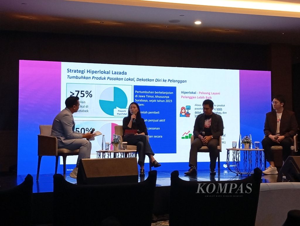 Suasana <i>media briefing </i>Lazada Surabaya Summit, Rabu (30/10/2024), di Surabaya, Jawa Timur. Bisnis lokapasar di Surabaya terus meningkat.