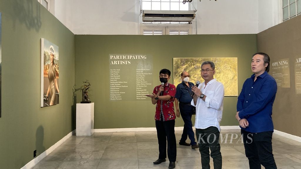 Suasana pembukaan pameran New Hope” di Galeri Nasional Indonesia, Jakarta, Jumat (3/2/2023). Pameran ini menampilkan 91 karya dari 30 seniman dalam dan luar negeri.