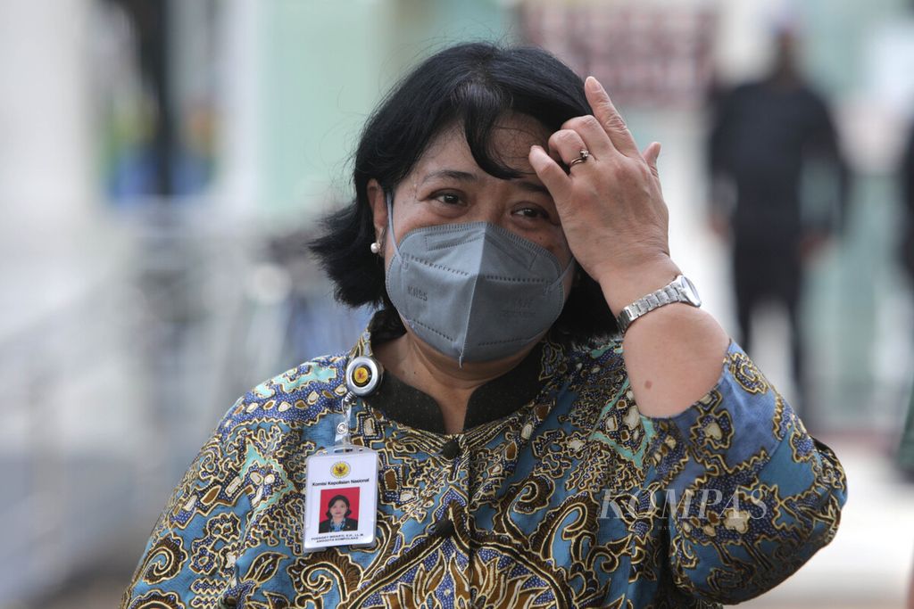 Anggota Komisi Kepolisian Nasional, Poengky Indarti, seusai mengikuti acara di Istana Presiden, Jakarta, Jumat (14/10/2022).