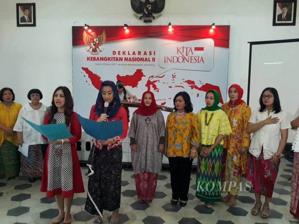 Aktivis perempuan serukan Kebangkitan Nasional Jilid II di Museum Kebangkitan Nasional, Jakarta, Sabtu (3/6).