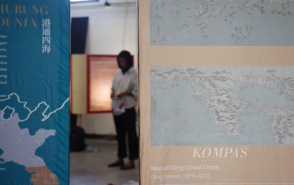Peta area kekuasaan Dinasti Qing yang dipamerkan di Gedung Oudetrap, Kota Lama, Kota Semarang, Jawa Tengah, Jumat (3/10/2025). 