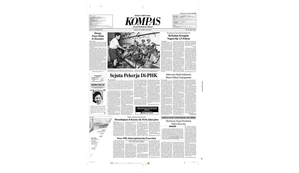 Data Departemen Tenaga Kerja pada 1997 menunjukkan satu juta orang mengalami PHK akibat krisis moneter. Pengangguran terselubung, diyakini, jumlahnya mencapai 37-40 juta orang atau hampir setengah dari angkatan kerja Indonesia pada saat itu.
