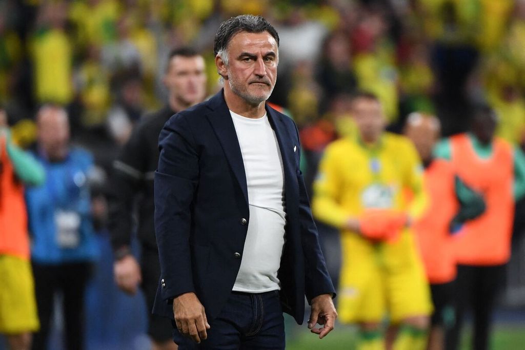 Pelatih Nice Christophe Galtier pada akhir pertandingan final Piala Perancis antara Nice dan Nantes di Stadion Stade de France, Paris, dalam arsip foto tanggal 7 Mei 2022. Galtier menjadi pelatih Paris Saint-Germain selama dua tahun menggantikan Mauricio Pochettino.
