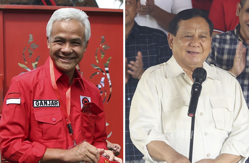 (kiri ke kanan) Ganjar Pranowo, Prabowo Subianto KOMPAS/HENDRA A SETYAWAN (HAS) 04-09-2022
