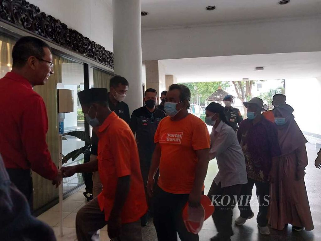 Kepala Sekretariat Presiden Heru Budi Hartono saat menerima perwakilan Serikat Petani Indonesia dan Partai Buruh di Wisma Negara, Kompleks Istana Kepresidenan, Jakarta, Sabtu (24/9/2022).