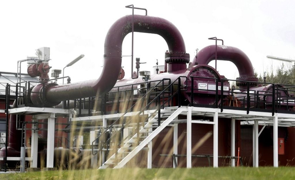 Foto yang diambil pada 12 Mei 2022 menunjukkan pipa gas Gasum di Raikkola, Imatra, Finlandia.