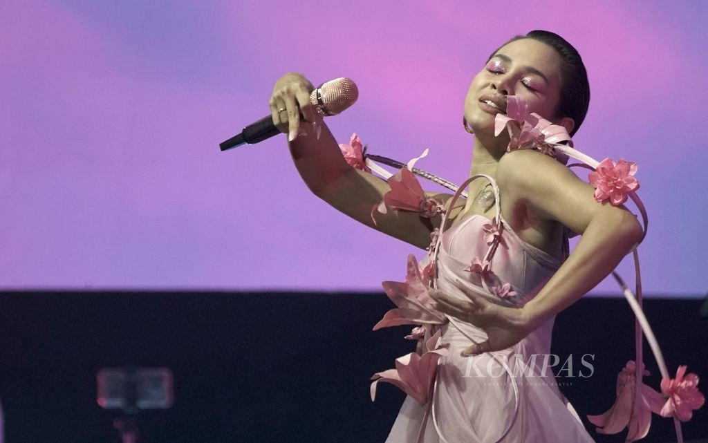 Penampilan Andien dalam Jakarta International BNI Java Jazz Festival di JIEXpo, Kemayoran, Jakarta, Minggu (26/5/2024). 