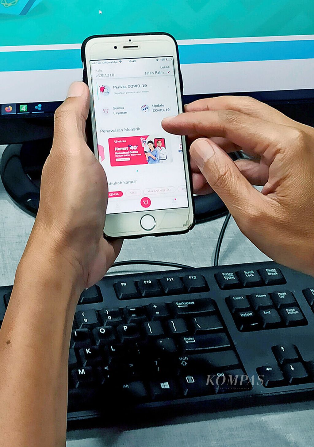 Tampilan aplikasi Halodoc yang menjadi salah satu mitra Kementerian Kesehatan dalam layanan telemedik untuk publik, Minggu (17/5/2020).