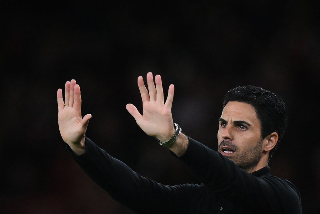 Manajer Arsenal Mikel Arteta saat mendampingi pasukannya dalam sebuah laga, 6 Oktober 2022.