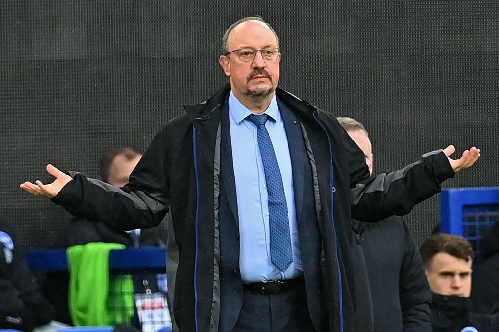 Pelatih Celta Vigo Rafael Benítez, saat masih melatih Everton, 2 Januari 2022. Performa Celta musim ini masih belum konsisten.