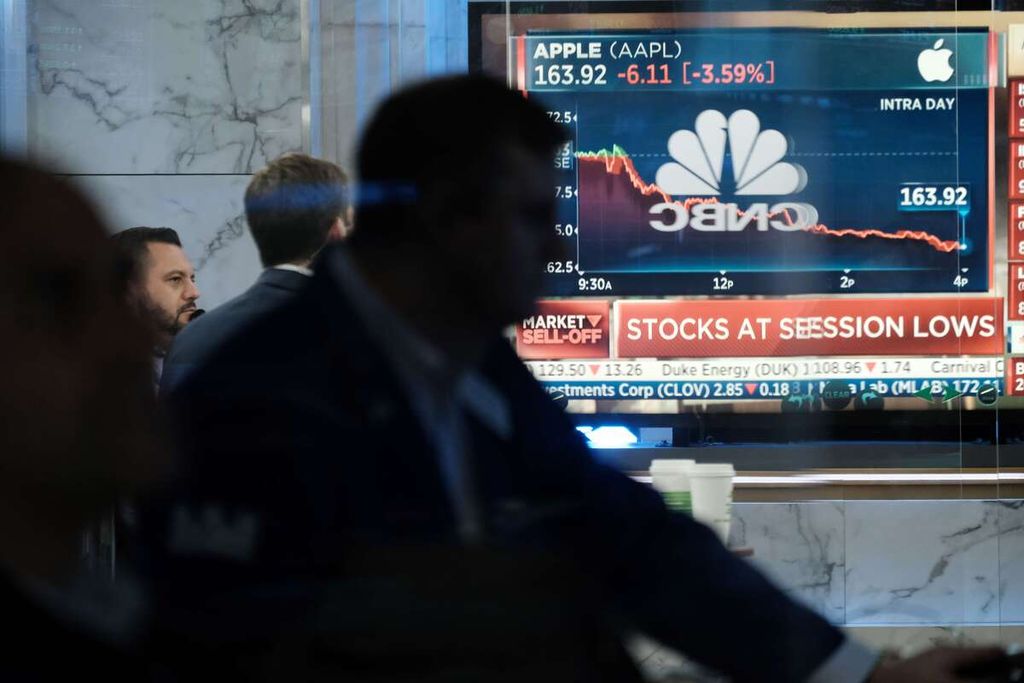 Perdagangan di bursa efek New York, NYSE, pada 26 Agustus 2022 di New York, Amerika Serikat.
