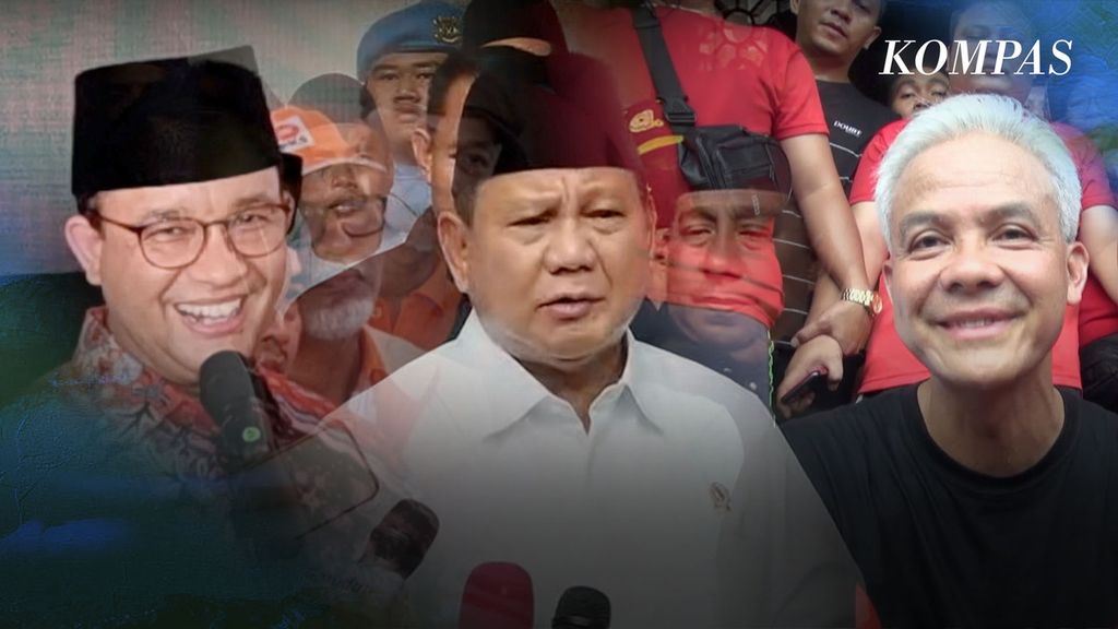 From left- Anies Baswedan, Prabowo Subianto and Ganjar Pranowo.