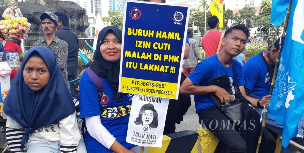 Aspirasi hak perempuan juga lantang disuarakan saat peringatan Hari Buruh Internasional 2019.