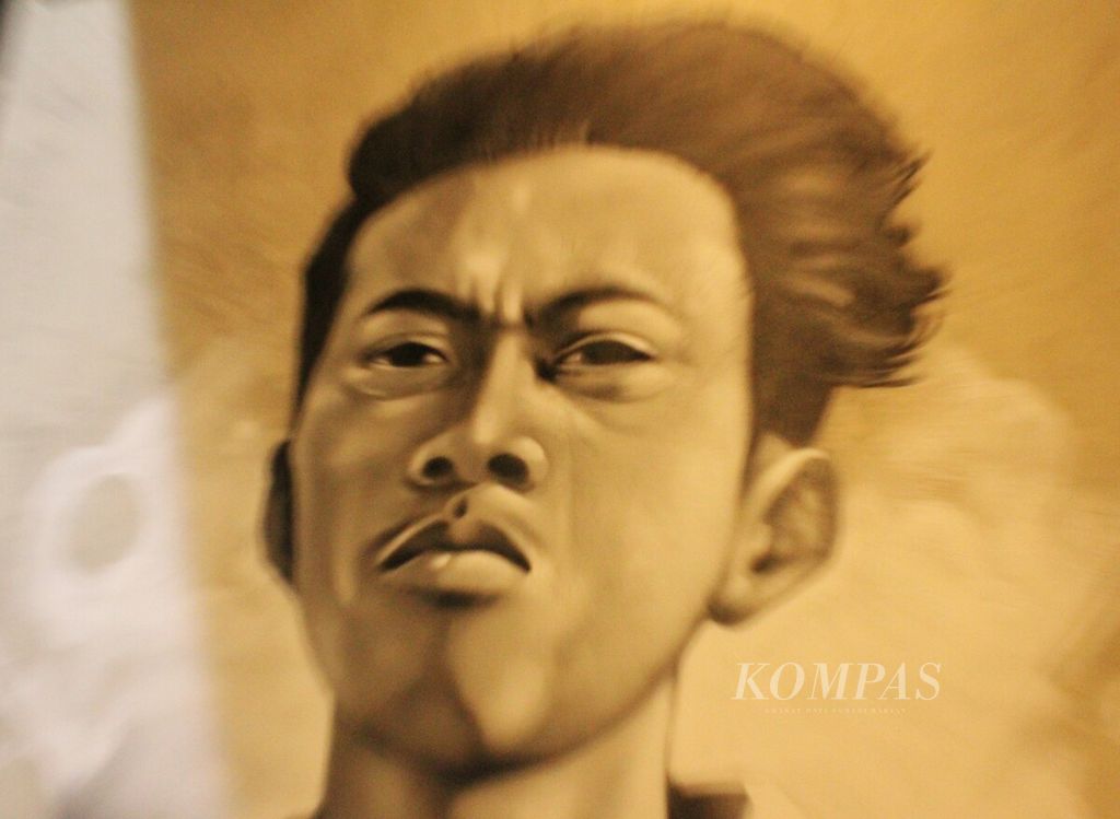 Mural Chairil Anwar di Salihara Arts Center, Jakarta, Jumat (29/10/2022) malam.