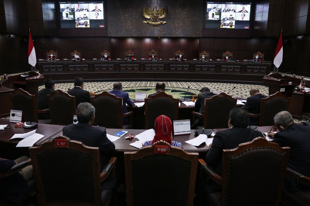 Suasana sidang di Gedung Mahkamah Konstitusi, Jakarta, Kamis (26/1/2023).