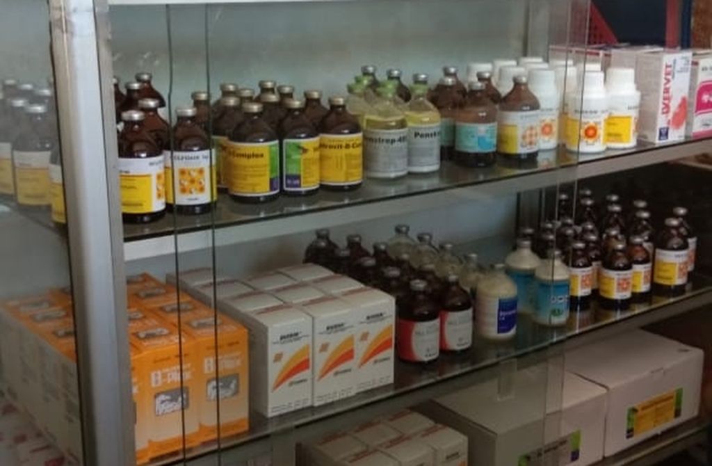 Peternak sapi di Desa Astomulyo, Kecamatan Punggur, Lampung Tengah, Lampung, menyimpan berbagai obat-obatan untuk sapi. Langkah itu untuk mengantisipasi wabah PMK.